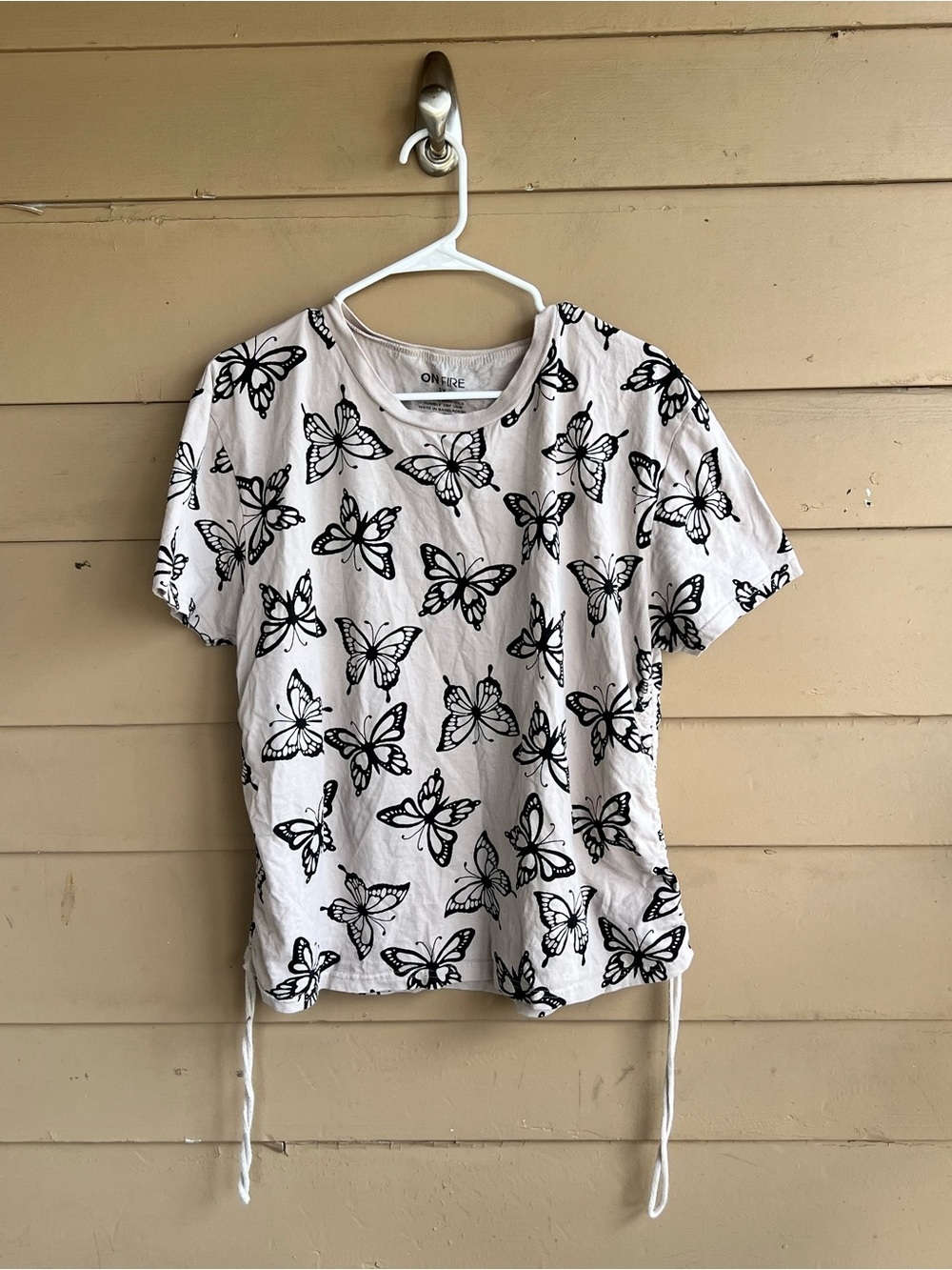 On Fire Butterfly Print Short Sleeve Tee Size 3X Breathable Neutral Casual